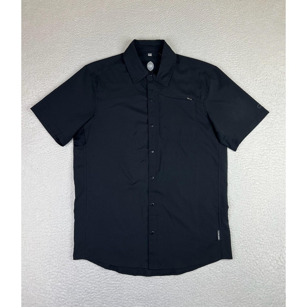 Club Ride Shirt Mens Small Black Short Sleeve Snap Cycling Performance Top